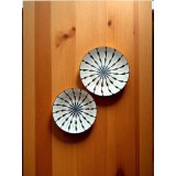 Set veselă ceramic cu model abstract radial albastru