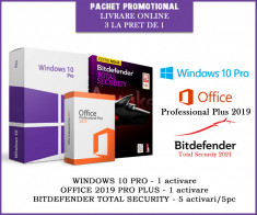 Licenta Windows 10 PRO + OFFICE 2019 PRO PLUS + BITDEFENDER TOTAL SECURITY 2021 foto