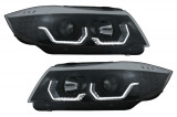 Faruri 3D LED Angel Eyes compatibile cu BMW Seria 3 Limousine E90 Touring E91 (03.2005-08.2008) LHD Negru