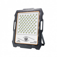 Proiector LED cu panou solar si senzor miscare, 200W, 144 LED-uri, lumina alba foto