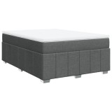 Cumpara ieftin Pat continental cu saltea, gri inchis, 160x200 cm, tesatura