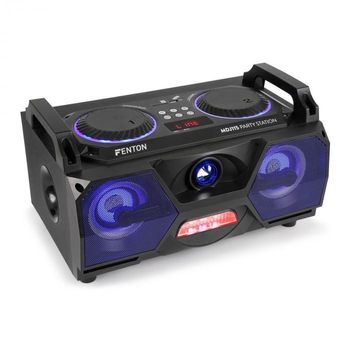 Fenton MDJ115, media player, usb, sd, bluetooth, aux-in, amplificator 120 W, woofer de 5,5 ", RGB led Fenton MDJ115, media player, usb, sd, bluetooth, aux-in, amplificator 120 W, woofer de 5,5 ", RGB led