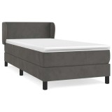 Cumpara ieftin Pat box spring cu saltea, gri inchis, 80x200 cm, catifea