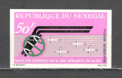 Senegal.1963 Posta aeriana-Avionul DC 8 nedantelat MS.46 foto