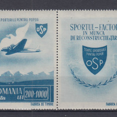 ROMANIA 1945 LP 176 a O.S.P. POSTA AERIANA CU VINIETA MNH