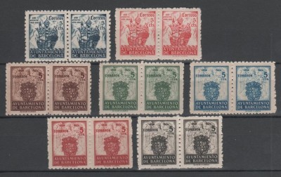Spain 1945 Barcelona council Catalunya 7 pairs postwar nacionalistic MNH S.683 foto