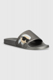 Karl Lagerfeld papuci KONDO barbati, culoarea argintiu, KL70005N