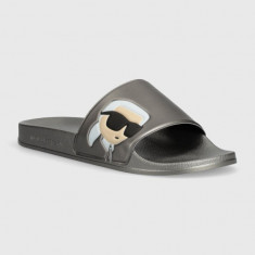 Karl Lagerfeld papuci KONDO barbati, culoarea argintiu, KL70005N