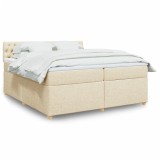 vidaXL Pat box spring cu saltea, crem, 200x200 cm, textil 3289099
