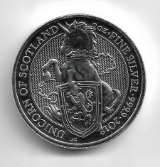 Marea Britanie 2018 Queens Beasts - UNICORN OF SCOTLAND - ARGINT - 2 OZ foto