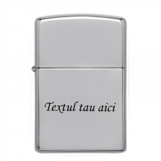 Bricheta metalica ZIPPO gravata personalizata cu textul tau foto