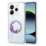 Husa antisoc pentru xiaomi redmi note 14 4g, airbag, pink wreath 10, clear