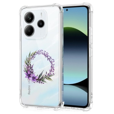 Husa antisoc pentru xiaomi redmi note 14 4g, airbag, pink wreath 10, clear foto