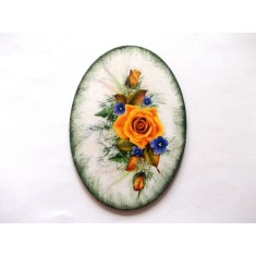 Magnet frigider cu trandafiri galbeni si flori albastre 41682