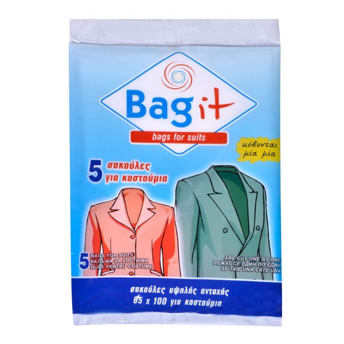Huse Depozitare Costume, Bag It, Set 5 Bucăți, Dimensiuni 65x100cm, Transparent