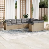 Gossi set canapele de gradina, 9 piese, cu perne, bej, poliratan