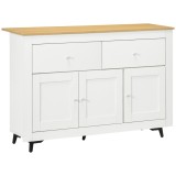 HOMCOM Bufet din lemn cu 2 sertare și 2 dulapuri, 117x35x80 cm, alb și culoare lemn | Aosom Romania