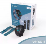 Ceas activity tracker Fitbit Versa 4, GPS, NFC, Bluetooth, Waterproof, 2 curele incluse (Negru)
