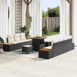 Cumpara ieftin Set de canapele pentru grădină cu pernă 10 pcs Negru, Crem