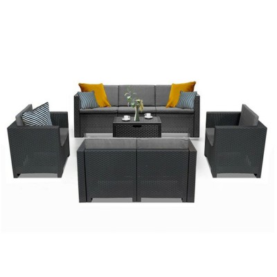 Set mobilier de grădină City Big cu 7 locuri, grafit foto