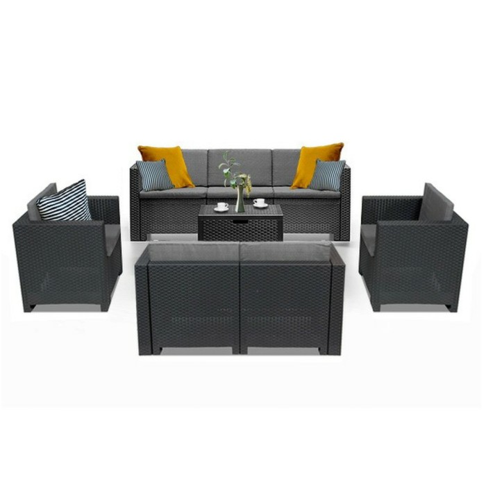 Set mobilier de grădină City Big cu 7 locuri, grafit