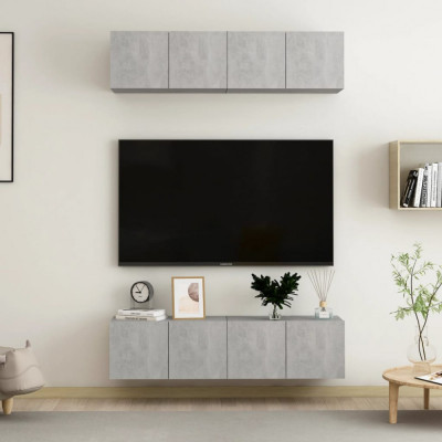 vidaXL Set comode TV, 4 piese, gri beton, 60x30x30 cm, PAL foto