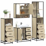 vidaXL Set de mobilier de baie din 4 piese din lemn de stejar Sonoma 3301286