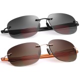 Ochelari de citit bifocali fără ramă cu etui, ochelari de soare cu lentile colorate, pentru sport &icirc;n aer liber, ochelari de soare cu lentile de citit,