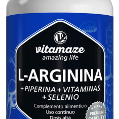 Supliment Alimentar , Complex L-Arginina 4500 mg, 360 capsule cu vitamine B6, B12, acid folic, seleniu si piperina, Formula pentru performanta fizica,