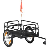 HOMCOM Remorcă de Transport pentru Bicicletă Demontabilă cu 2 Roți Reflectorizante și Steguleț Capacitate de 70L 125x64x53,5 cm Negru | Aosom Romania
