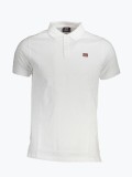 Tricou polo barbati cu logo, din bumbac, Alb (Marime: M)