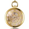 Ceas de buzunar Gorben PM678 Auriu - Skeleton, Steampunk, Mecanic, Afisaj cu Cifre Romane, Cu Lant Vintage Retro