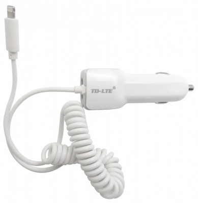 Incarcator auto TD-LTE TD-C32 Dual (USB + cablu cu mufa Lightning) alb foto