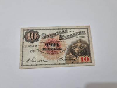 bancnota suedia 10 k 1938 foto