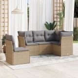 Gossi set canapele de gradina cu perne, 5 piese, bej, poliratan