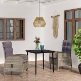 VidaXL Set mobilier de grădină, cu perne, 3 piese, gri și negru
