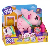 Purcelus Interactiv Lucky the Piggy Giochi Preziosi, Roz, 25+ Sunete, Reactii, Biberon, Ham, Jucarie Plus Interactiva, Fete, 4+ Ani