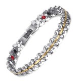 Bratara magnetica din otel inoxidabil, silver-gold butterfly, model SY087J