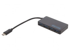 Hub USB 3.1 Negru 0.2m cu 4 Porturi USB A și USB C