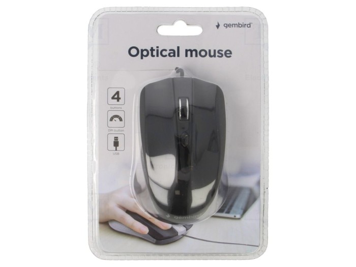 Mouse optic negru USB cu 4 butoane
