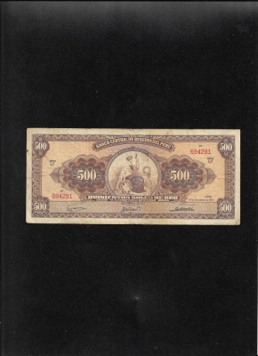 Rar! Peru 500 soles oro 1963 seria694291 foto