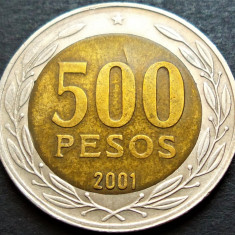 Moneda exotica bimetal 500 PESOS - CHILE, anul 2001 *cod 437