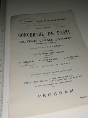 PROGRAM -ATENEUL ROMAN- CONCERTUL DE PASTE -10 APR 1930 foto