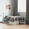 Cadru Pat Metalic vidaXL Alb 90x200 cm cu Tăblie, Spațiu Depozitare, Robust, Oțel Vopsit