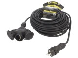 Prelungitor alimentare KEL 3x2,5mm2 3 prize 25m 16A guma negru