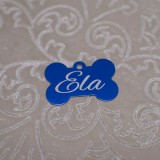 Medalion identificare fashion pentru căței și pisici, metal albastru, personalizabil