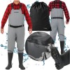 Salopeta de pescuit, PVC impermeabil, cizme marime 45, curea si bretele umar reglabile