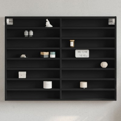 Gossi dulap cu vitrina, negru, 100x8,5x75 cm, lemn prelucrat foto