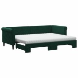 Cumpara ieftin Pat de zi cu extensie si saltele verde inchis 80x200 cm catifea