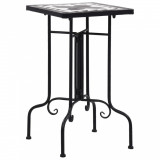 Masa Laterala Gossi Mozaic Negru Alb Ceramica 35x35x56cm Exterior Gradina Balcon Terasa